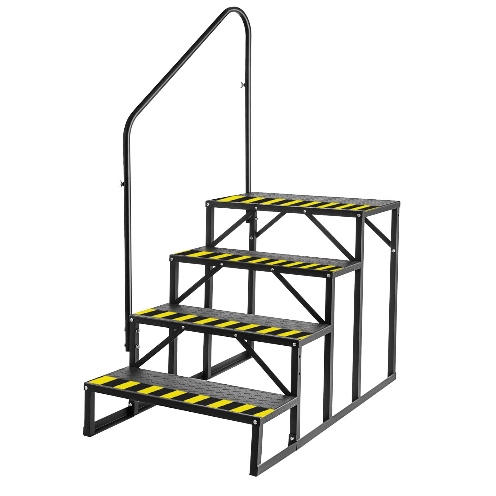 ZBPRESS RV Steps with Handrail,4 Steps Hot Tub Steps with Handrail, RV Stairs,Mobile Home Steps (4 Steps with 1 handrail)